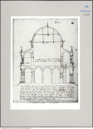 Vorderseite von Württembergische Landesbibliothek Stuttgart [https://www.deutsche-digitale-bibliothek.de/content/lizenzen/rv-ez/] Reiseaufzeichnungen"Raiss in Itaia"Vicenza: Basilica, Querschnitt - , bh589744_recto. Foto.