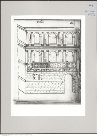 Vorderseite von Württembergische Landesbibliothek Stuttgart [https://www.deutsche-digitale-bibliothek.de/content/lizenzen/rv-ez/] Reiseaufzeichnungen"Raiss in Itaia"Padua: Palazzo del Capitanio, Ansicht - , bh589752_recto. Foto.