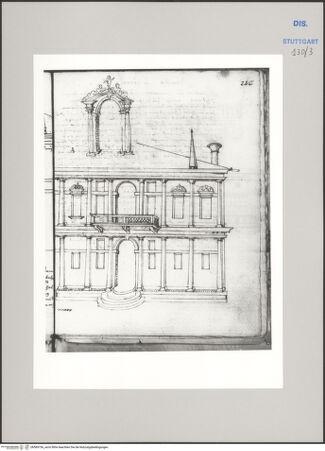 Vorderseite von Württembergische Landesbibliothek Stuttgart [https://www.deutsche-digitale-bibliothek.de/content/lizenzen/rv-ez/] Reiseaufzeichnungen"Raiss in Itaia"Villa an der Brenta, Ansicht - , bh589756_recto. Foto.