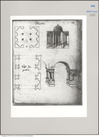 Vorderseite von Württembergische Landesbibliothek Stuttgart [https://www.deutsche-digitale-bibliothek.de/content/lizenzen/rv-ez/] Reiseaufzeichnungen"Raiss in Itaia"Palazzo del Tè, perspektivische Ansichten und Grundrisse - , bh589769_recto. Foto.