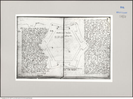 Vorderseite von Württembergische Landesbibliothek Stuttgart [https://www.deutsche-digitale-bibliothek.de/content/lizenzen/rv-ez/] Reiseaufzeichnungen"Raiss in Itaia"Casale Monferrato: Neue Festung - Doppelseite 37 v, 38 r, bh589779_recto. Foto.