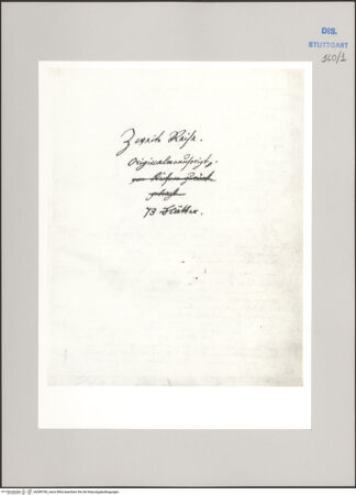 Vorderseite von Württembergische Landesbibliothek Stuttgart [https://www.deutsche-digitale-bibliothek.de/content/lizenzen/rv-ez/] ReiseaufzeichnungenTagebuch der Romreise ("Zwaite Raise")Titelseite: "Zwaite Raise" - , bh589783_recto. Foto.