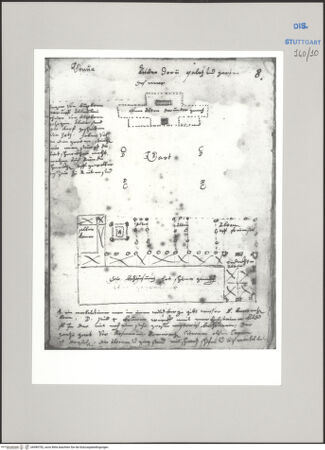 Vorderseite von Württembergische Landesbibliothek Stuttgart [https://www.deutsche-digitale-bibliothek.de/content/lizenzen/rv-ez/] ReiseaufzeichnungenTagebuch der Romreise ("Zwaite Raise")Genua: Palazzo Doria Pamphilj, Erdgeschoss und Garten, Grundriss - , bh589792_recto. Foto.