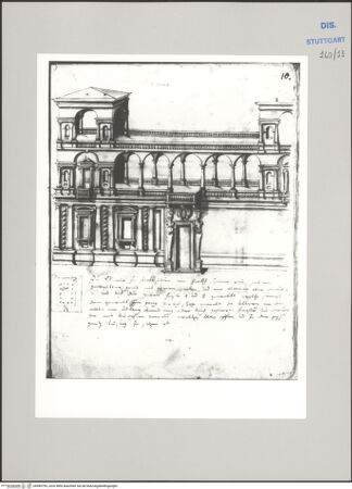 Vorderseite von Württembergische Landesbibliothek Stuttgart [https://www.deutsche-digitale-bibliothek.de/content/lizenzen/rv-ez/] ReiseaufzeichnungenTagebuch der Romreise ("Zwaite Raise")Genua: Palazzo Lercari Parodi, perspektivische Ansicht der Südfassade und Grundriss - , bh589795_recto. Foto.
