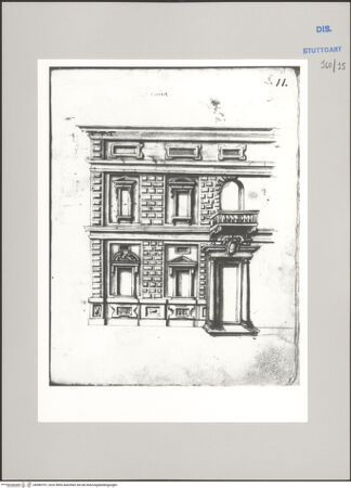 Vorderseite von Württembergische Landesbibliothek Stuttgart [https://www.deutsche-digitale-bibliothek.de/content/lizenzen/rv-ez/] ReiseaufzeichnungenTagebuch der Romreise ("Zwaite Raise")Genua: Palazzo Cambiaso, perspektivische Ansicht der Südfassade - , bh589797_recto. Foto.