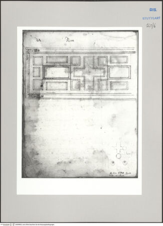 Vorderseite von Württembergische Landesbibliothek Stuttgart [https://www.deutsche-digitale-bibliothek.de/content/lizenzen/rv-ez/] ReiseaufzeichnungenTagebuch der Romreise ("Zwaite Raise")Rom: San Giovanni in Laterano, Kassettendecke - , bh589803_recto. Foto.