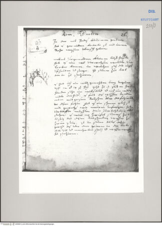 Vorderseite von Württembergische Landesbibliothek Stuttgart [https://www.deutsche-digitale-bibliothek.de/content/lizenzen/rv-ez/] ReiseaufzeichnungenTagebuch der Romreise ("Zwaite Raise")Rom: Wasserkunst und Brunnen im Garten der Villa Mattei - , bh589815_recto. Foto.