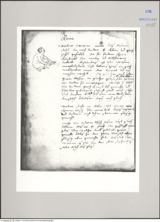 Vorderseite von Württembergische Landesbibliothek Stuttgart [https://www.deutsche-digitale-bibliothek.de/content/lizenzen/rv-ez/] ReiseaufzeichnungenTagebuch der Romreise ("Zwaite Raise")Rom: L'Arrotino in der Villa Medici - , bh589817_recto. Foto.