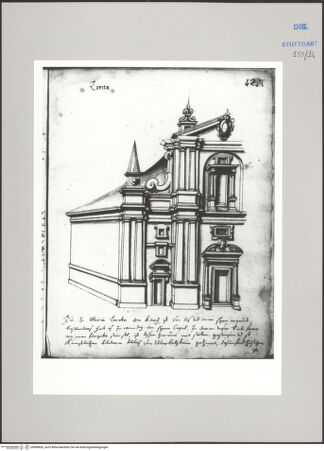 Vorderseite von Württembergische Landesbibliothek Stuttgart [https://www.deutsche-digitale-bibliothek.de/content/lizenzen/rv-ez/] ReiseaufzeichnungenTagebuch der Romreise ("Zwaite Raise")Loreto: Santuario della Santa Casa, perspektivische Ansicht - , bh589826_recto. Foto.