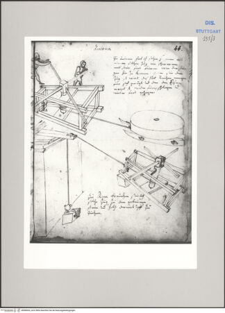 Vorderseite von Württembergische Landesbibliothek Stuttgart [https://www.deutsche-digitale-bibliothek.de/content/lizenzen/rv-ez/] ReiseaufzeichnungenTagebuch der Romreise ("Zwaite Raise")Ancona: Ziehvorrichtung; Rom: Winde - , bh589830_recto. Foto.