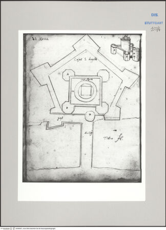 Vorderseite von Württembergische Landesbibliothek Stuttgart [https://www.deutsche-digitale-bibliothek.de/content/lizenzen/rv-ez/] ReiseaufzeichnungenTagebuch der Romreise ("Zwaite Raise")Rom: Castel Sant'Angelo, Grundriss - , bh589831_recto. Foto.