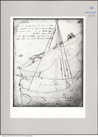 Vorderseite von Württembergische Landesbibliothek Stuttgart [https://www.deutsche-digitale-bibliothek.de/content/lizenzen/rv-ez/] ReiseaufzeichnungenTagebuch der Romreise ("Zwaite Raise")Ancona: Segelschiff - , bh589832_recto. Foto.