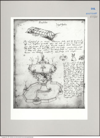 Vorderseite von Württembergische Landesbibliothek Stuttgart [https://www.deutsche-digitale-bibliothek.de/content/lizenzen/rv-ez/] ReiseaufzeichnungenTagebuch der Romreise ("Zwaite Raise")Pratolino di Vaglia: Park der Villa Medici-Demidoff, Grande Voliera und Brunnen - , bh589838_recto. Foto.