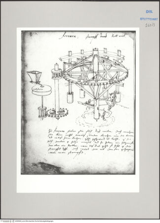 Vorderseite von Württembergische Landesbibliothek Stuttgart [https://www.deutsche-digitale-bibliothek.de/content/lizenzen/rv-ez/] ReiseaufzeichnungenTagebuch der Romreise ("Zwaite Raise")Ferrara: Stampfwerk und Mahlmühle - , bh589845_recto. Foto.