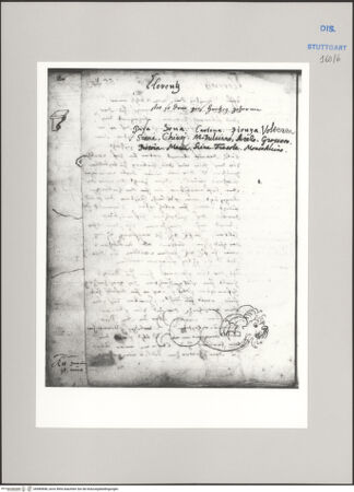 Vorderseite von Württembergische Landesbibliothek Stuttgart [https://www.deutsche-digitale-bibliothek.de/content/lizenzen/rv-ez/] ReiseaufzeichnungenTagebuch der Romreise ("Zwaite Raise")Florenz: Drachen oder Pistrix - , bh589848_recto. Foto.