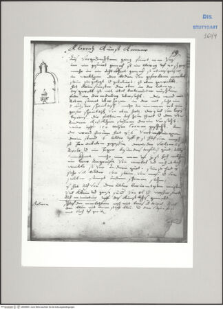 Vorderseite von Württembergische Landesbibliothek Stuttgart [https://www.deutsche-digitale-bibliothek.de/content/lizenzen/rv-ez/] ReiseaufzeichnungenTagebuch der Romreise ("Zwaite Raise")Florenz: Uffizien, Tribuna?, Schnitt - , bh589851_recto. Foto.