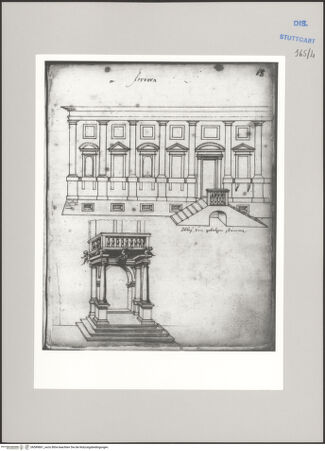 Vorderseite von Württembergische Landesbibliothek Stuttgart [https://www.deutsche-digitale-bibliothek.de/content/lizenzen/rv-ez/] ReiseaufzeichnungenTagebuch der Romreise ("Zwaite Raise")Ferrara: Palazzina Pareschi?, Fassade; Palazzo Prosperi-Sacrati, Portal - , bh589861_recto. Foto.