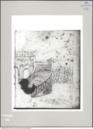 Vorderseite von Württembergische Landesbibliothek Stuttgart [https://www.deutsche-digitale-bibliothek.de/content/lizenzen/rv-ez/] ReiseaufzeichnungenBand DPratolino di Vaglia: Park der Villa Medici-Demidoff, Villa Medici, Außentreppe, Ansicht - , bh589889_recto. Foto.