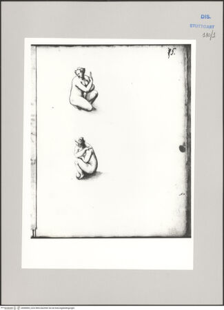 Vorderseite von Württembergische Landesbibliothek Stuttgart [https://www.deutsche-digitale-bibliothek.de/content/lizenzen/rv-ez/] ReiseaufzeichnungenBand DRom: Villa Medici, Venere accovacciata in zweifacher Ansicht - , bh589893_recto. Foto.