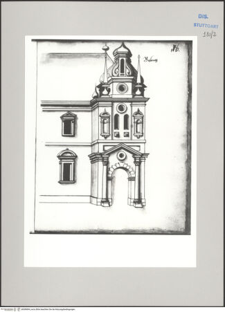 Vorderseite von Württembergische Landesbibliothek Stuttgart [https://www.deutsche-digitale-bibliothek.de/content/lizenzen/rv-ez/] ReiseaufzeichnungenBand DBesançon: Palais de Justice, Eingangsmittelrisalit, Ansicht - , bh589894_recto. Foto.