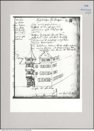 Vorderseite von Württembergische Landesbibliothek Stuttgart [https://www.deutsche-digitale-bibliothek.de/content/lizenzen/rv-ez/] ReiseaufzeichnungenBand DOffenburg: Kanzlei?, Ansicht - , bh589901_recto. Foto.