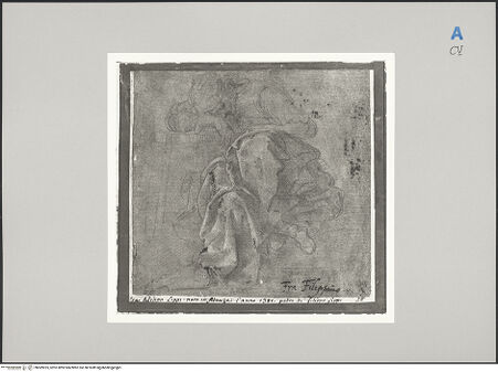 Vorderseite von Nationalmuseum Stockholm [https://www.deutsche-digitale-bibliothek.de/content/lizenzen/rv-ez/] Studie zu schlafender Figur, mit Kopf und Arm an Hocker gelehnt - , bh589925_recto. Foto.