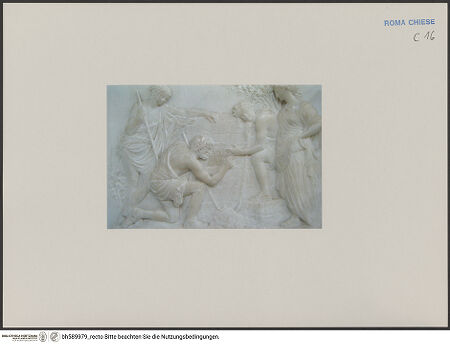 Vorderseite von unbekannt [http://creativecommons.org/licenses/by-nc-sa/4.0/] Grabmal des Malers Nicolas PoussinEt in Arcadia ego - Detail: Figurengruppe, bh589979_recto. Foto: Negri Arnoldi, Francesco.