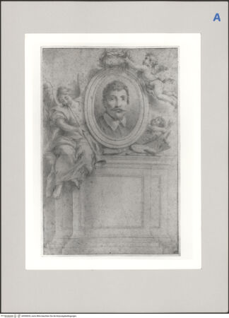 Vorderseite von Fondation Custodia (Collection Frits Lugt) [https://www.deutsche-digitale-bibliothek.de/content/lizenzen/rv-ez/] Frontispiz mit Porträt von Annibale Carracci - , bh590033_recto. Foto.