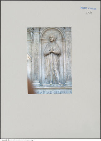 Vorderseite von unbekannt [https://www.deutsche-digitale-bibliothek.de/content/lizenzen/rv-fz/] Altar mit Maria und den Heiligen Katharina von Alexandrien (rechts) und Augustinus (links) - Detail: Maria, bh590109_recto. Foto: Negri Arnoldi, Francesco.