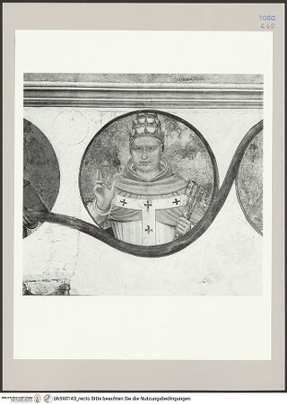 Vorderseite von Sopr. BAS FI [https://www.deutsche-digitale-bibliothek.de/content/lizenzen/rv-ez/] Kreuzigung und HeiligeHeilige und selige Dominikaner - Detail: Seliger Benedikt XI., bh590143_recto. Foto.