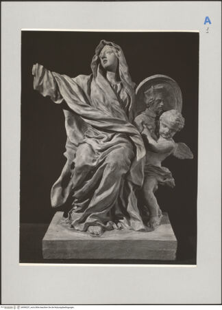 Vorderseite von unbekannt [https://www.deutsche-digitale-bibliothek.de/content/lizenzen/rv-fz/] Allegorie des Glaubens mit einem Porträt des Kardinals Lelio Falconieri (Entwurf für das Grabmal des Kardinals) - Gesamtansicht, bh590237_recto. Foto.