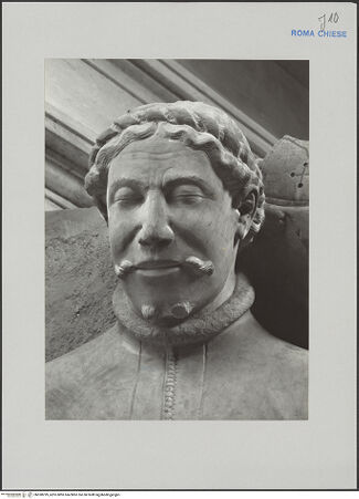 Vorderseite von unbekannt [https://www.deutsche-digitale-bibliothek.de/content/lizenzen/rv-fz/] Grabmal des Bartolomeo Carafa - Detail: Kopf, bh590299_recto. Foto.