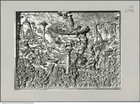 Vorderseite von Alinari [https://www.deutsche-digitale-bibliothek.de/content/lizenzen/rv-ez/] Altestamentarischer ReliefzyklusDie Anbetung des goldenen Kalbes - , bh590424_recto. Foto.