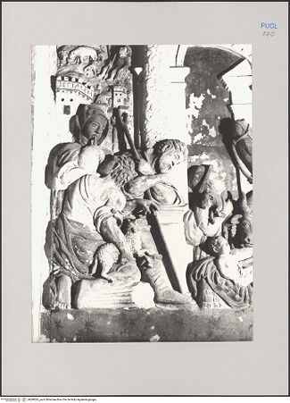 Vorderseite von Guido, Giovanni, Lecce [https://www.deutsche-digitale-bibliothek.de/content/lizenzen/rv-ez/] Krippe - Detail: Hirten, bh590505_recto. Foto.