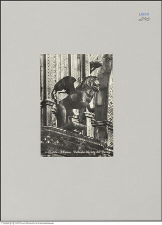 Vorderseite von Foto Stampa Angeli Terni [https://www.deutsche-digitale-bibliothek.de/content/lizenzen/rv-fz/] Die vier EvangelistensymboleLöwe (Evangelist Markus) - Gesamtansicht, bh590758_recto. Foto.