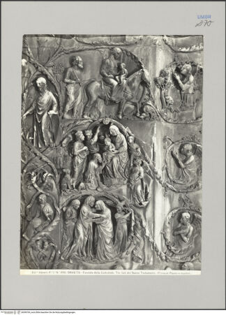 Vorderseite von Alinari [https://www.deutsche-digitale-bibliothek.de/content/lizenzen/rv-ez/] Szenen aus der Heiligen SchriftSzenen aus dem Neuen Testament - Flucht nach Ägypten, Anbetung der Könige, Heimsuchung, bh590769_recto. Foto.