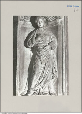 Vorderseite von unbekannt [https://www.deutsche-digitale-bibliothek.de/content/lizenzen/rv-fz/] Grabmonument des Kardinals Alano Coetivy - Detail: linke Nischenfigur, Praxedis, bh590824_recto. Foto.