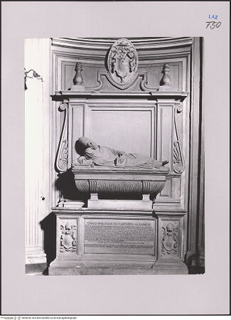 Vorderseite von unbekannt [https://www.deutsche-digitale-bibliothek.de/content/lizenzen/rv-fz/] Grabmal des Kardinals Ennio Filonardi II. - Gesamtansicht, bh590948_recto. Foto.