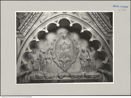 Vorderseite von unbekannt [https://www.deutsche-digitale-bibliothek.de/content/lizenzen/rv-fz/] Grabmal des Kardinals Filippo D'Alencon - Detail: Gibelrelief, bh591002_recto. Foto.