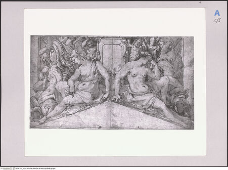 Vorderseite von Harvard University Art Museums [https://www.deutsche-digitale-bibliothek.de/content/lizenzen/rv-ez/] Entwurf zur Supraporte des Freskos der Einnahme von Tunis in der Sala Regia - , bh591284_recto. Foto.