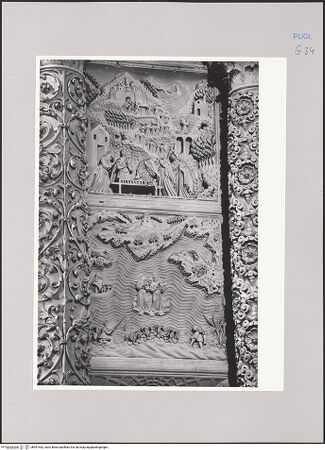 Vorderseite von Bibliotheca Hertziana [https://rightsstatements.org/page/CNE/1.0/] Altar des heiligen Franziskus von Paola - Detail: linker Flügel, linke Seite, oberes und mittleres Relief, bh591462_recto. Foto: Kruft, Hanno-Walter.