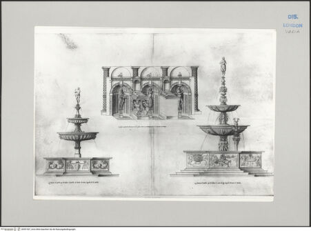 Vorderseite von Bibliotheca Hertziana [https://www.deutsche-digitale-bibliothek.de/content/lizenzen/rv-ez/] Brunnen aus dem Ehrenhof, dem Garten und der "Maison Blanche" von Schloss Gaillon - , bh591507_recto. Foto.