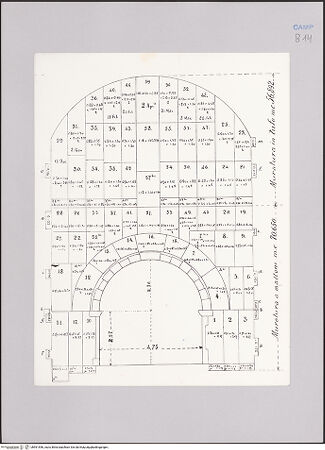 Vorderseite von Bibliotheca Hertziana [https://www.deutsche-digitale-bibliothek.de/content/lizenzen/rv-fz/] Triumphbogen Alfonsos V - Schema der Restaurierungsmaßnahmen nach A. Avena (1908), Fig. 58, bh591556_recto. Foto: Kruft, Hanno-Walter.