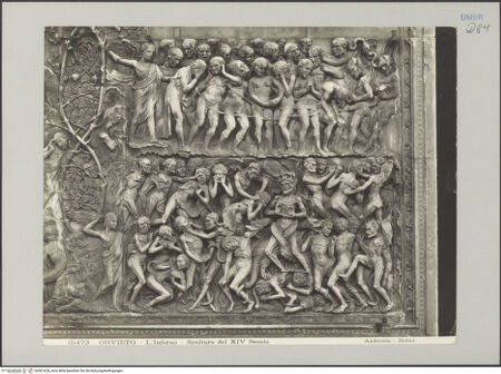 Vorderseite von Alinari [https://rightsstatements.org/page/CNE/1.0/] Jüngstes Gericht - Detail: Gruppe der Verdammten, bh591628_recto. Foto.