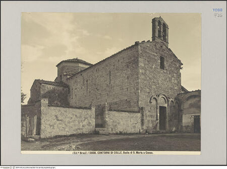 Vorderseite von Alinari [https://rightsstatements.org/page/CNE/1.0/] La Badia a Conèo - Fassade und Nordflanke, bh591635_recto. Foto.