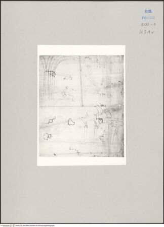 Vorderseite von Sopr BAS Fi [https://www.deutsche-digitale-bibliothek.de/content/lizenzen/rv-ez/] Grund- und Aufrissdetails zu den Kuppelpfeilern von Sankt Peter - Gesamtansicht, bh592728_recto. Foto.