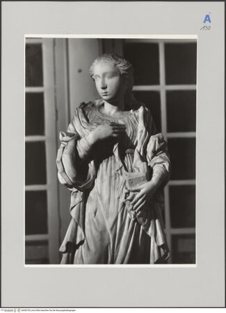 Vorderseite von unbekannt [https://www.deutsche-digitale-bibliothek.de/content/lizenzen/rv-fz/] Maria der Verkündigung - Detail: Kopf und Oberkörper, bh592795_recto. Foto.