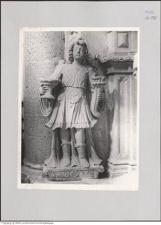 Vorderseite von Guido, Giovanni, Lecce [https://www.deutsche-digitale-bibliothek.de/content/lizenzen/rv-ez/] Altar der Heiligen Benedikt, Bernardo Tolomei und Franziska von Rom - Detail: Linke Figur, bh592821_recto. Foto: Guido, Giovanni.