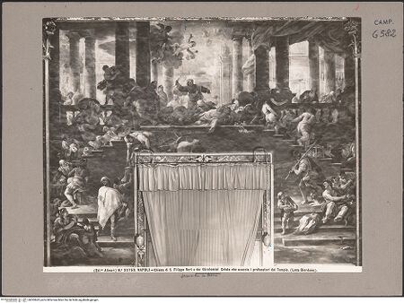 Vorderseite von Alinari [https://www.deutsche-digitale-bibliothek.de/content/lizenzen/rv-ez/] Die Vertreibung der Geldwechsler aus dem Tempel - Gesamtansicht, bh593662_recto. Foto.