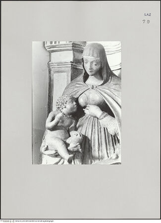 Vorderseite von Pace, Valentino [https://www.deutsche-digitale-bibliothek.de/content/lizenzen/rv-fz/] Maria lactans - Ausschnitt: Kopf und Oberkörper der Madonna und Christuskind, seitlich von rechts, bh594720_recto. Foto: Pace, Valentino.